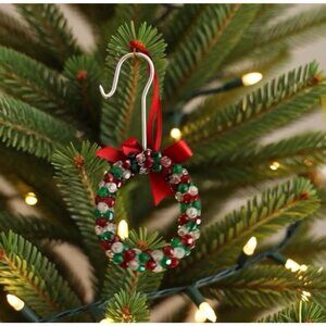 Ganz Cardinal Wreath Christmas Ornament Red Green Acrylic Beads 2" Hanging VG